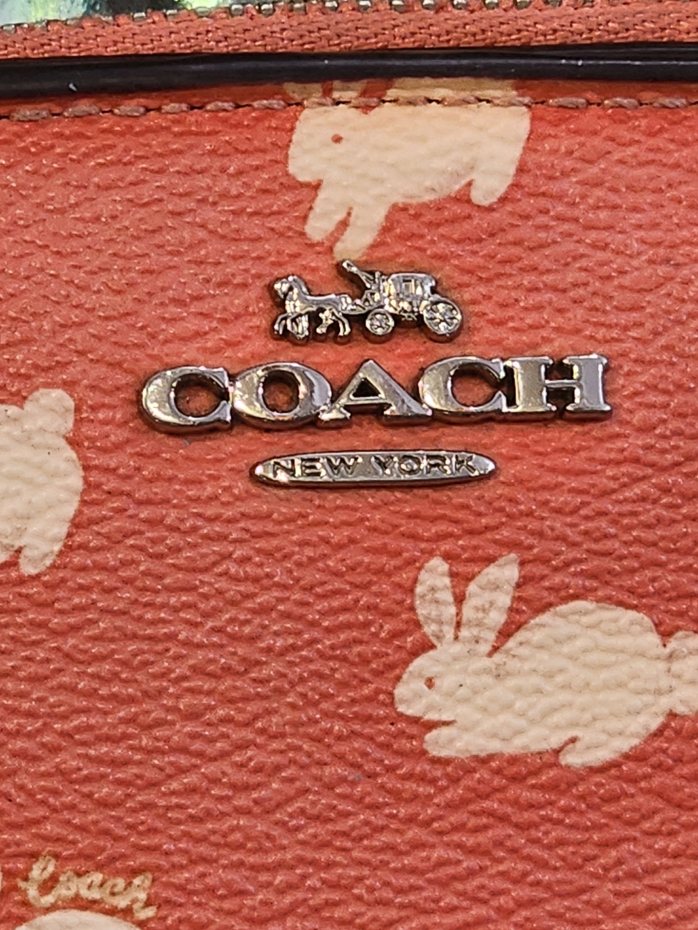 Coach Bunny Print Small Wallet in Coral - Picture 4 of 9
